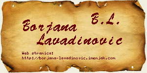 Borjana Lavadinović vizit kartica